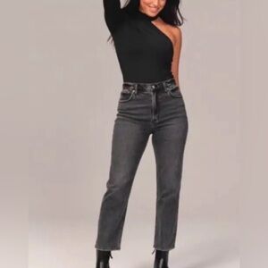 Abercrombie & Fitch Ankle Straight Ultra High Rise Jeans 27 4 Long Black Gray